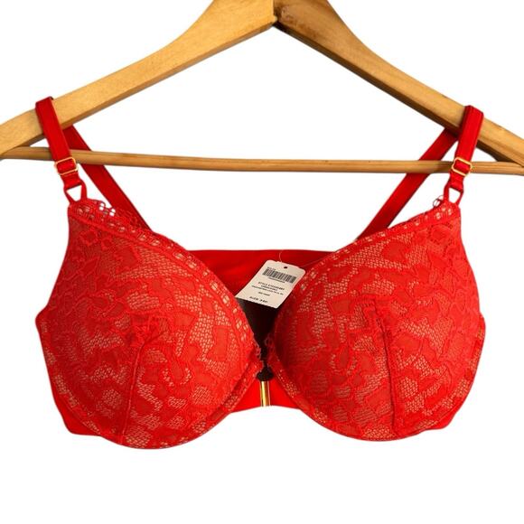 NWT Soma Embraceable Front Clasp Red Vamp Lace Push Up Bra Size 34D - Picture 1 of 7
